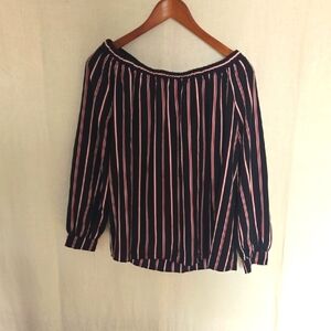 Forever 21 Nautical Navy Striped Off Shoulder Blouse Size Small